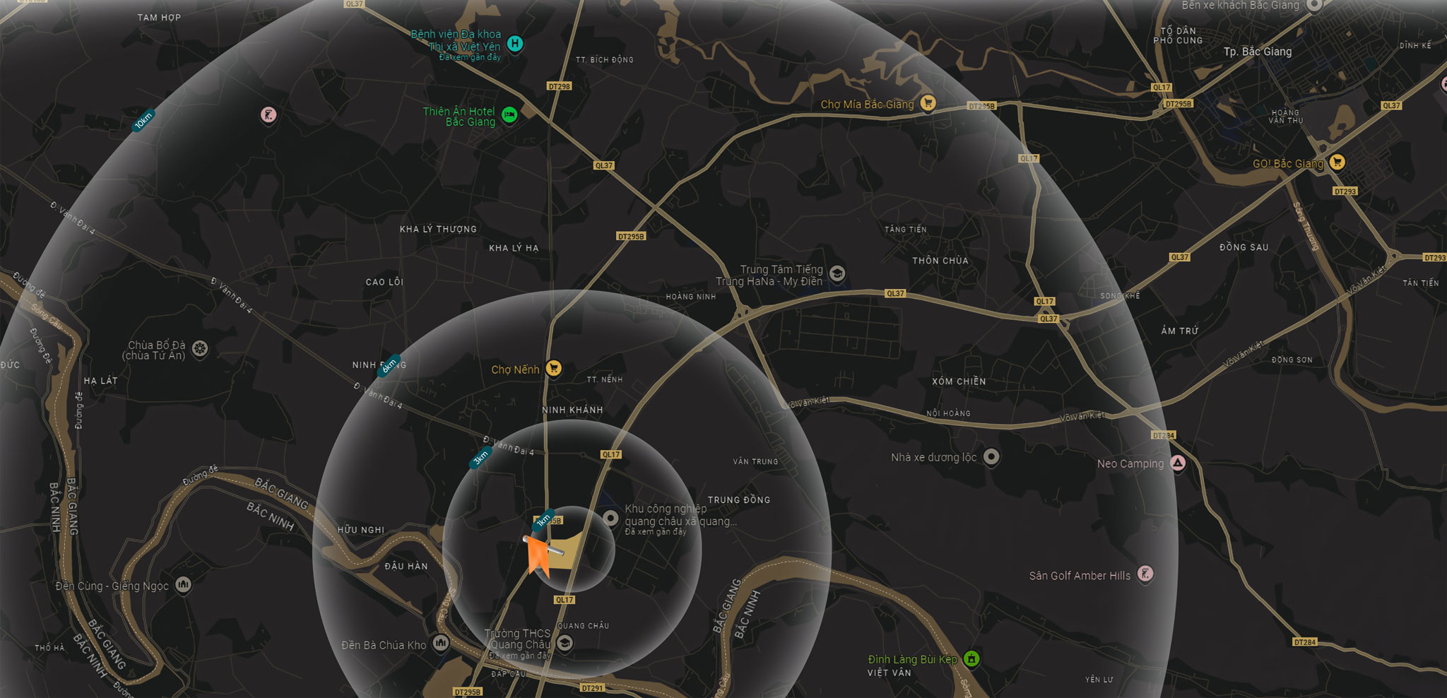 Vị trí chung cư Vega Homes Bắc Giang